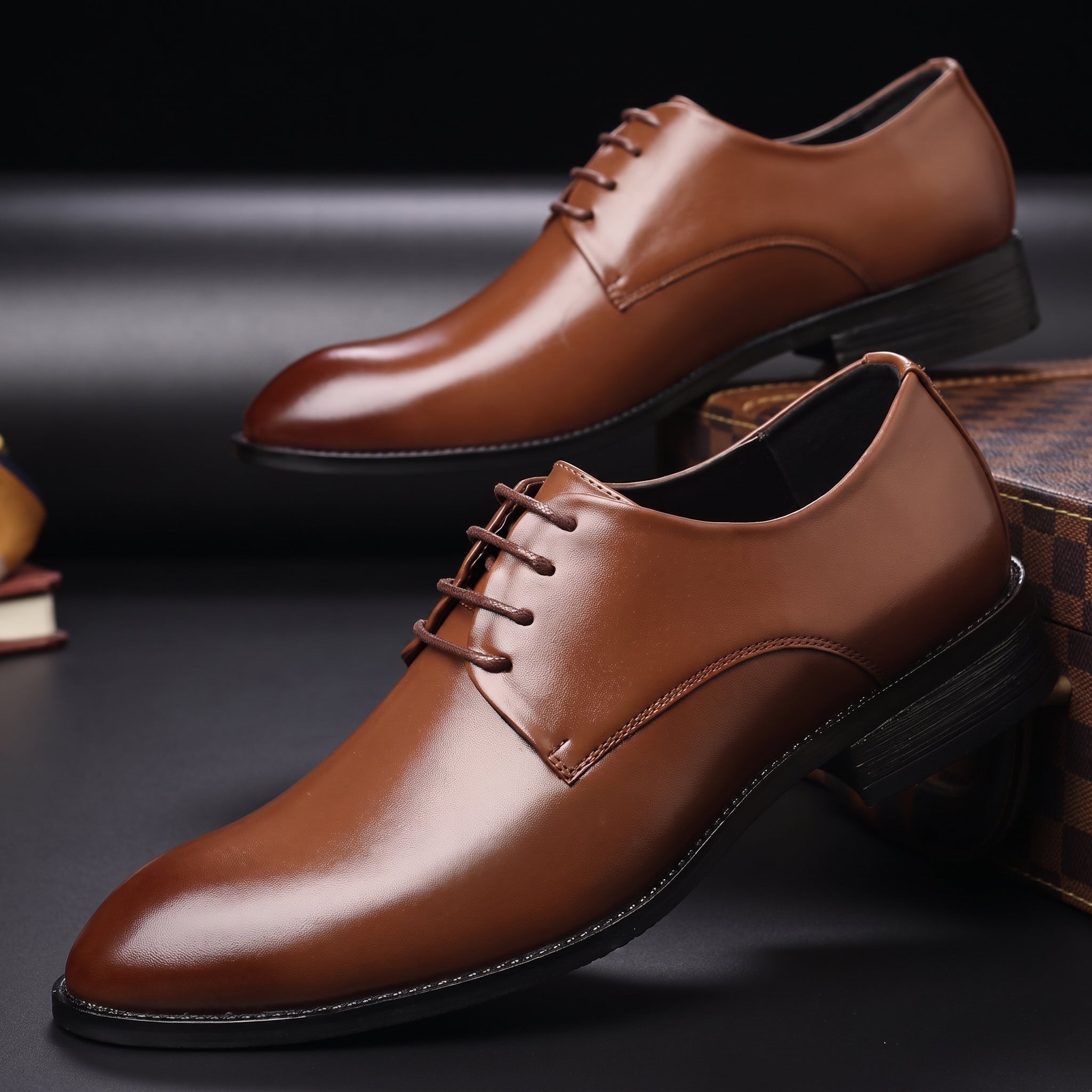 Oliver - Men's Low Block Heel Derby Wedding Shoes - Wedding Shoes - Brown - Davies & Cooper