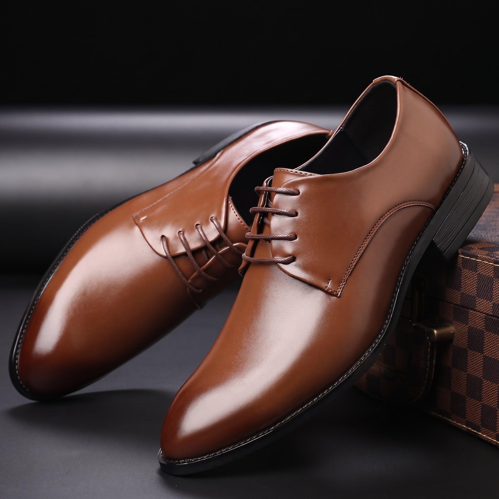Oliver - Men's Low Block Heel Derby Wedding Shoes - Wedding Shoes - Brown - Davies & Cooper