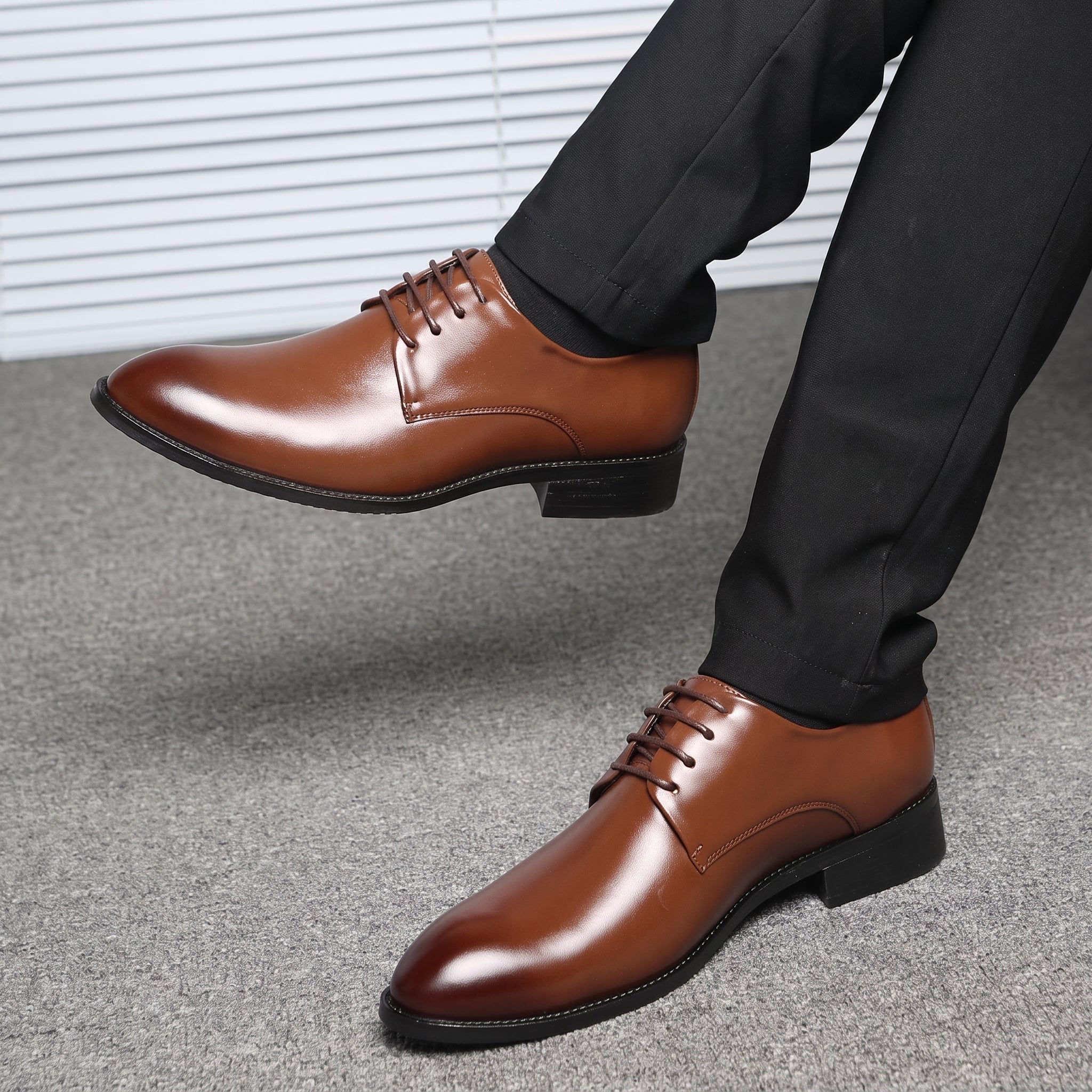 Oliver - Men's Low Block Heel Derby Wedding Shoes - Wedding Shoes - Brown - Davies & Cooper