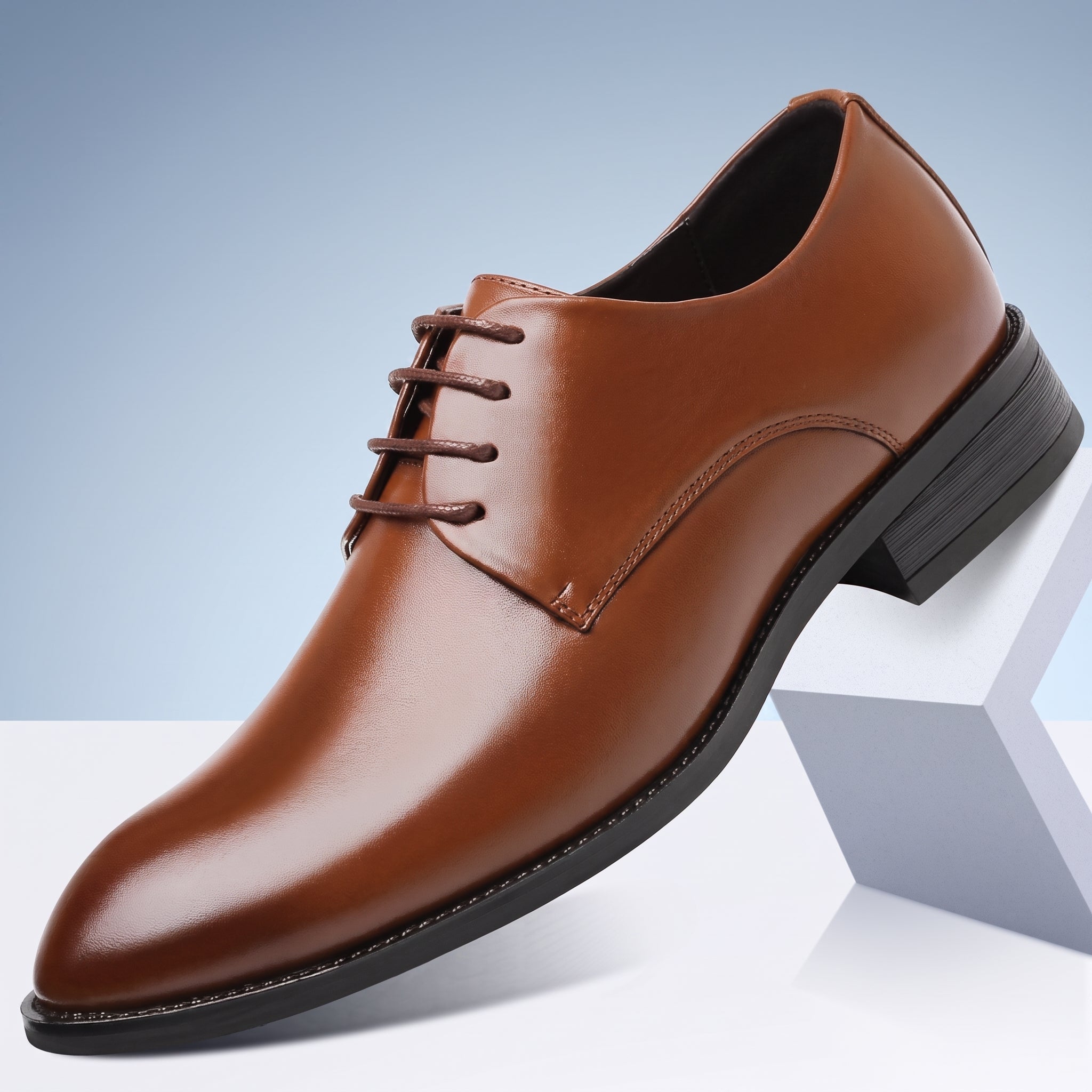 Oliver - Men's Low Block Heel Derby Wedding Shoes - Wedding Shoes - Brown - Davies & Cooper