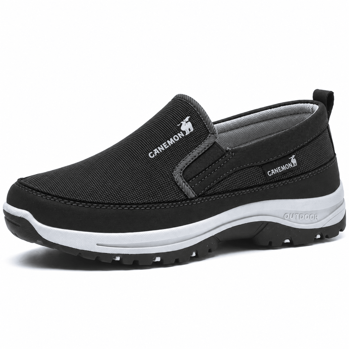 Oliver - Men's Orthopaedic Slip-On Trainers with Arch Support - Sneakers - Black - Davies & Cooper