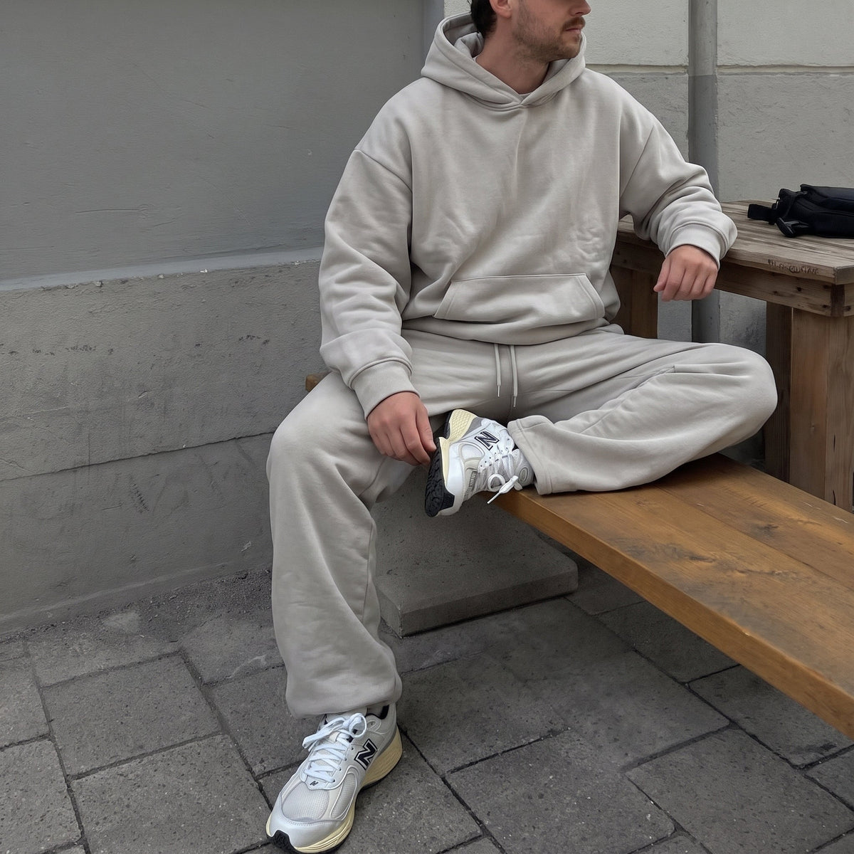 Oliver - Men's Oversized Hooded Jogger Tracksuit Set - Loungewear Sets - Grey - Davies & Cooper