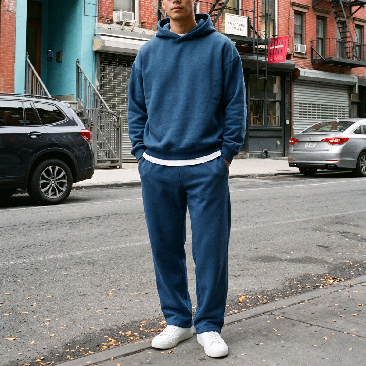 Oliver - Men's Oversized Hooded Jogger Tracksuit Set - Loungewear Sets - Blue - Davies & Cooper