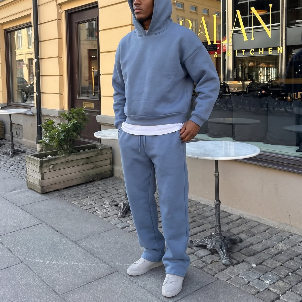 Oliver - Men's Oversized Hooded Jogger Tracksuit Set - Loungewear Sets - Light Blue - Davies & Cooper