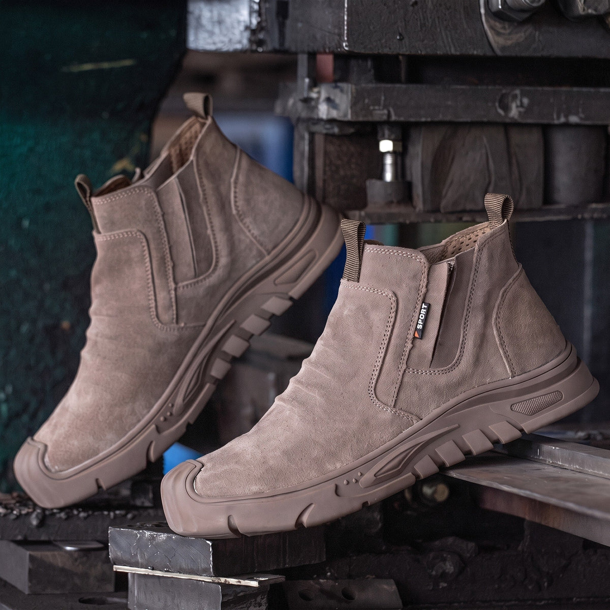 Oliver - Men's Steel Toe Chelsea Safety Boots with Non-Slip Sole - Safety Boots - Brown - Davies & Cooper