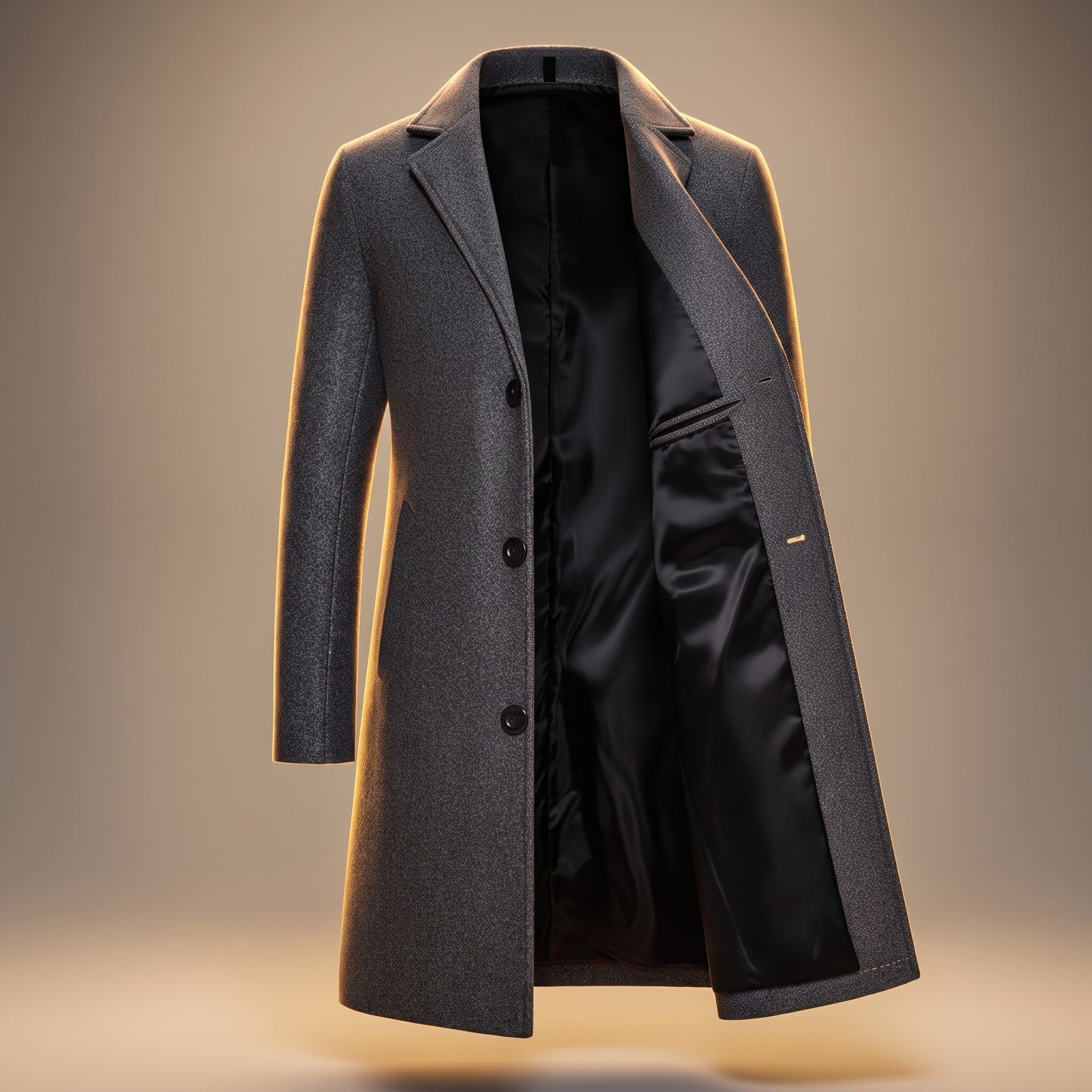 Oliver - Men's Tailored Longline Overcoat with Notch Lapel - Overcoats - Grey - Davies & Cooper