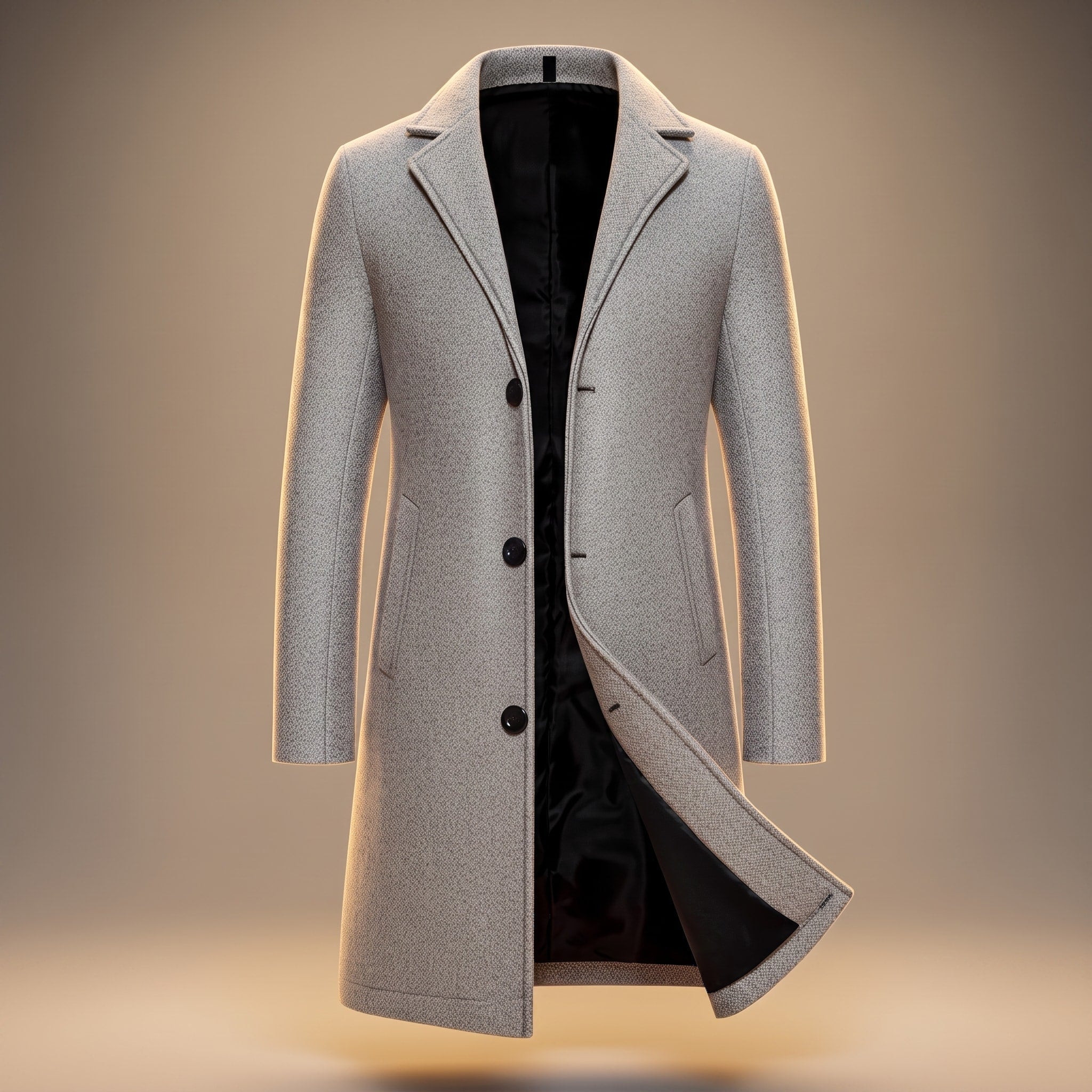 Oliver - Men's Tailored Longline Overcoat with Notch Lapel - Overcoats - White - Davies & Cooper
