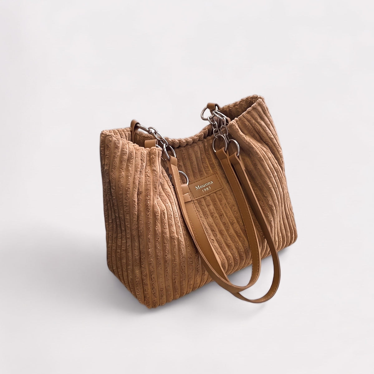 Olivia - Women's Corduroy Shoulder Bag with Adjustable Strap - Shoulder Bag - Khaki - Davies & Cooper