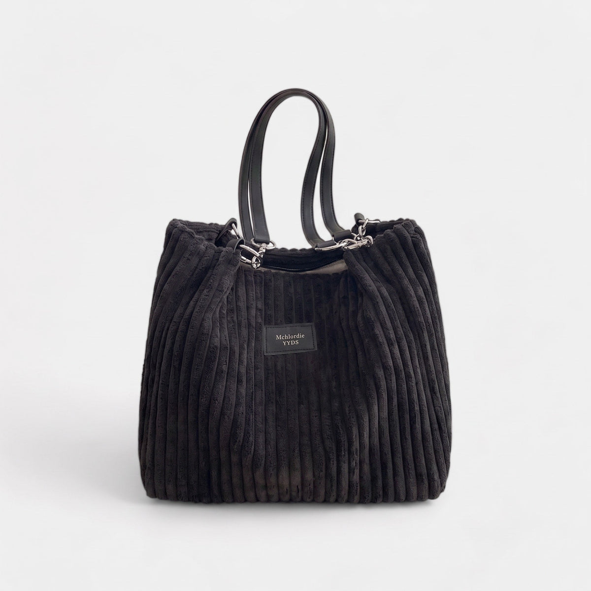 Olivia - Women's Corduroy Shoulder Bag with Adjustable Strap - Shoulder Bag - Black - Davies & Cooper