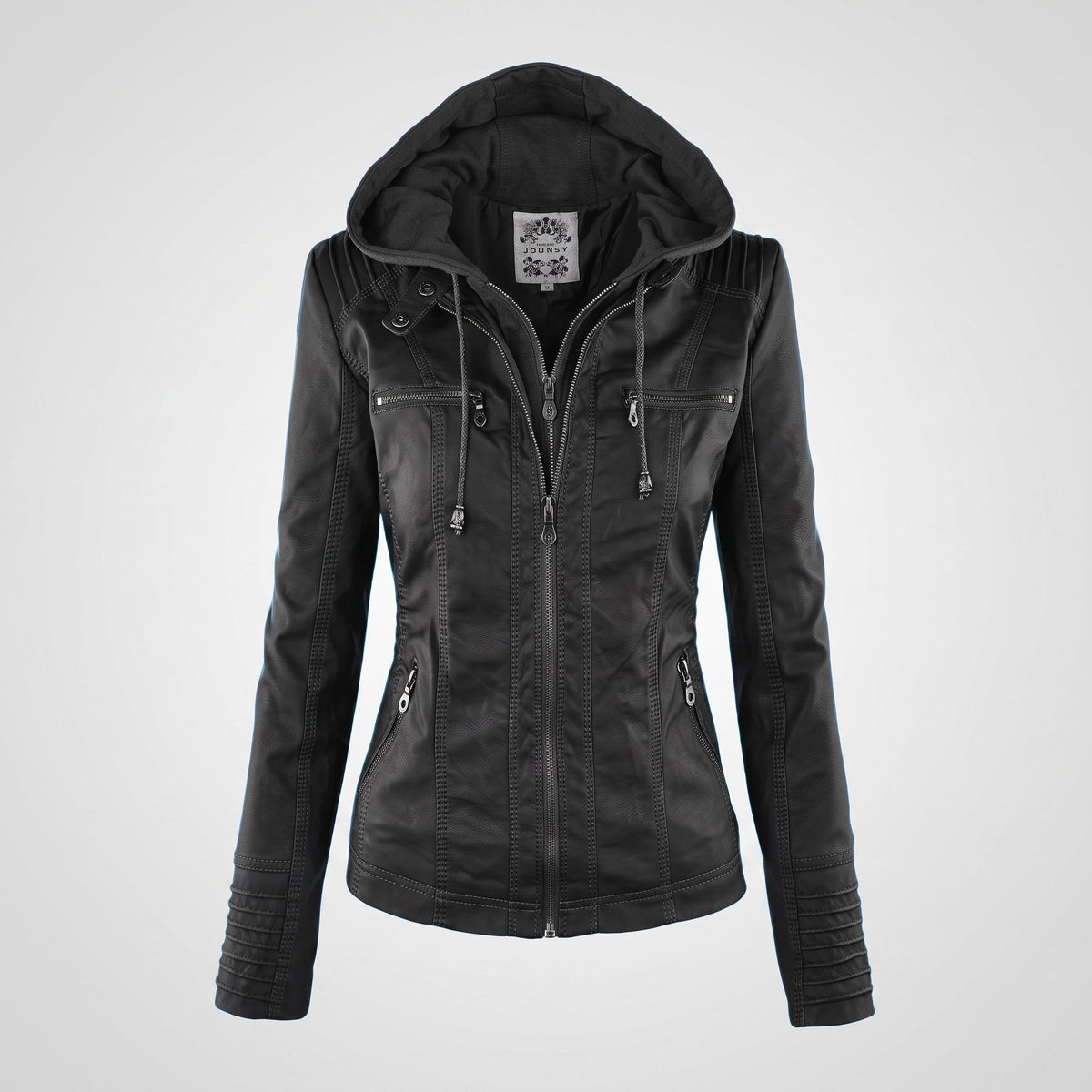 Olivia - Women's Slim Fit Hooded Transitional Jacket - Jackets - Black - Davies & Cooper
