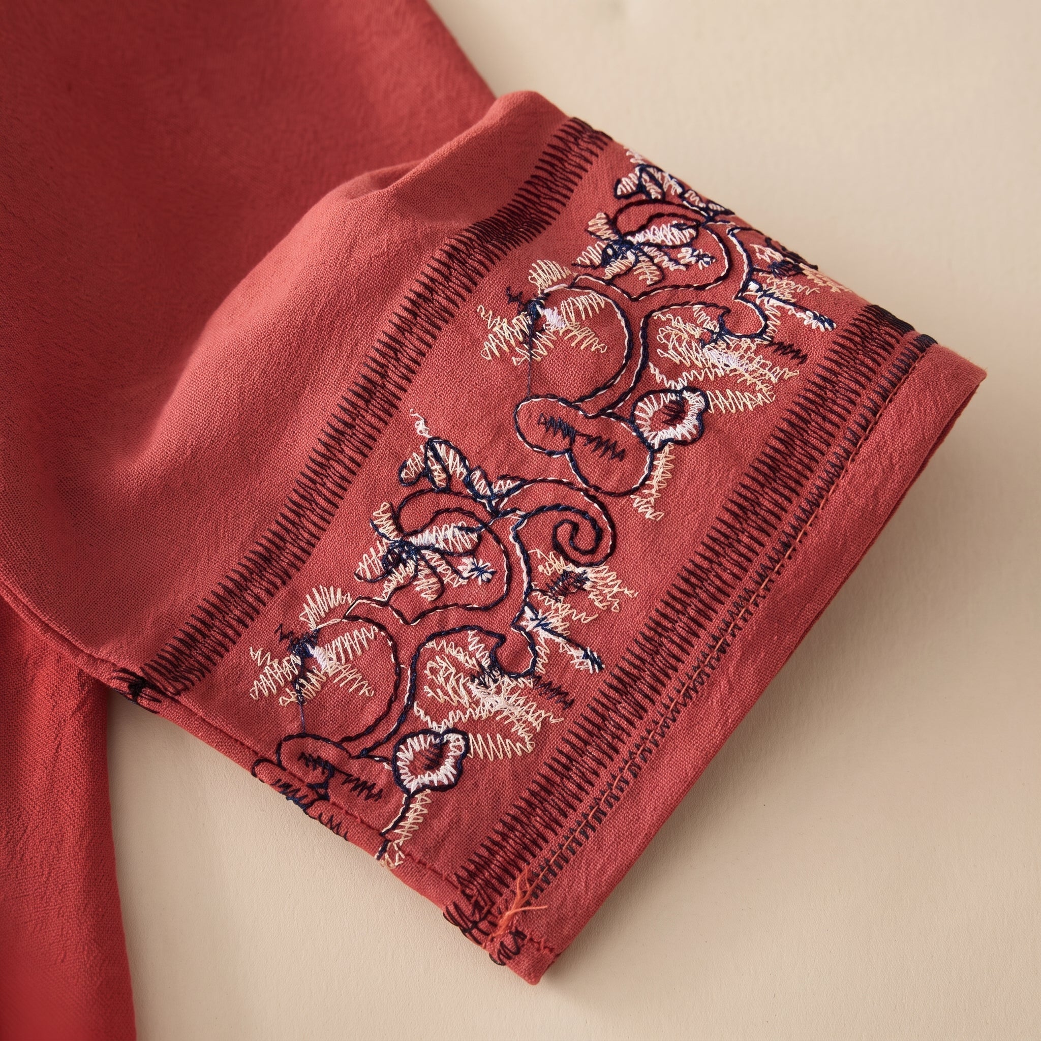 Olivia - Women's Summer Long Sleeve Wrap Tie Blouse - Blouse - Red - Davies & Cooper
