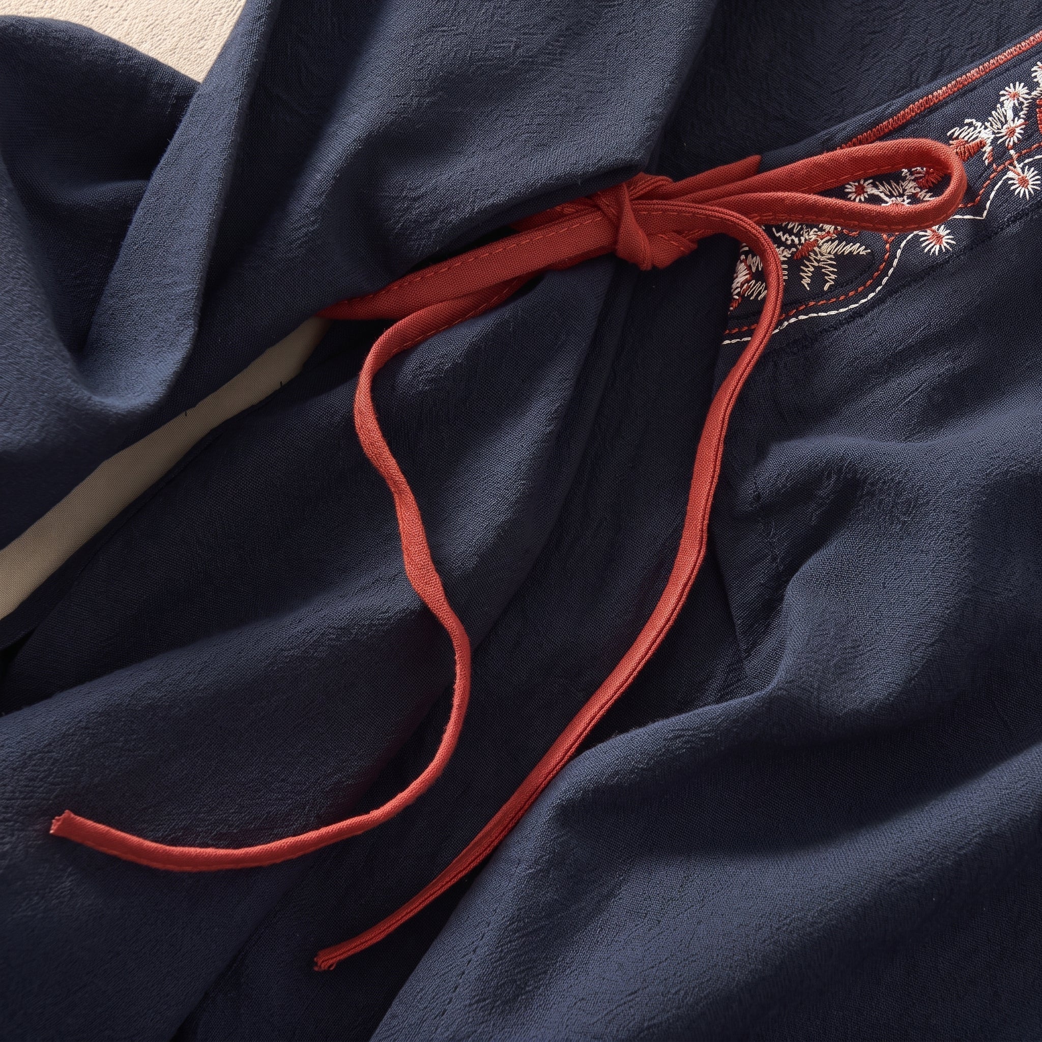 Olivia - Women's Summer Long Sleeve Wrap Tie Blouse - Blouse - Navy Blue - Davies & Cooper