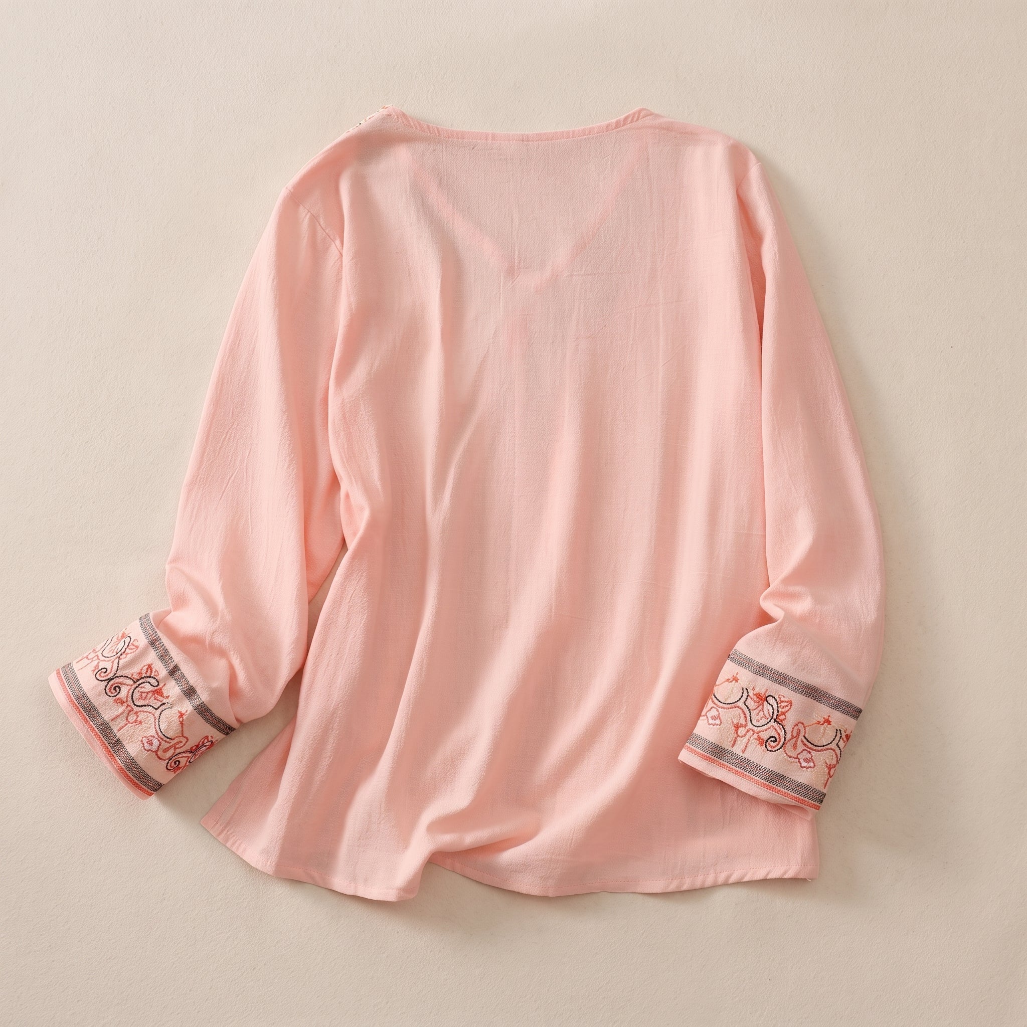 Olivia - Women's Summer Long Sleeve Wrap Tie Blouse - Blouse - Pink - Davies & Cooper