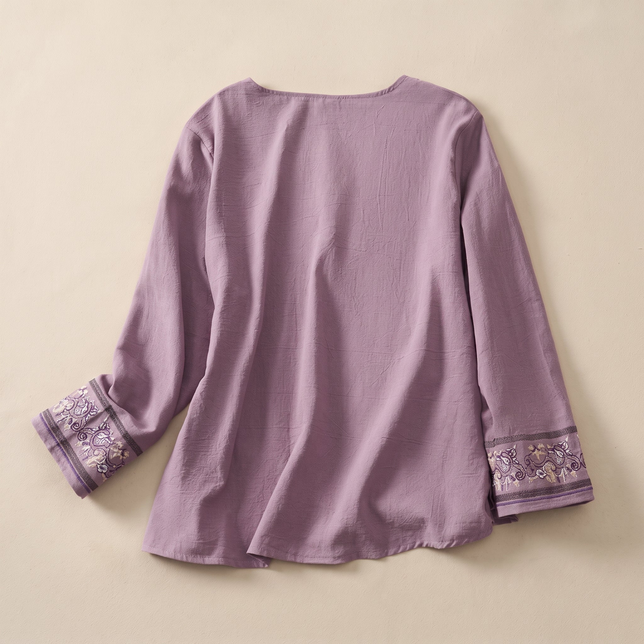 Olivia - Women's Summer Long Sleeve Wrap Tie Blouse - Blouse - Purple - Davies & Cooper