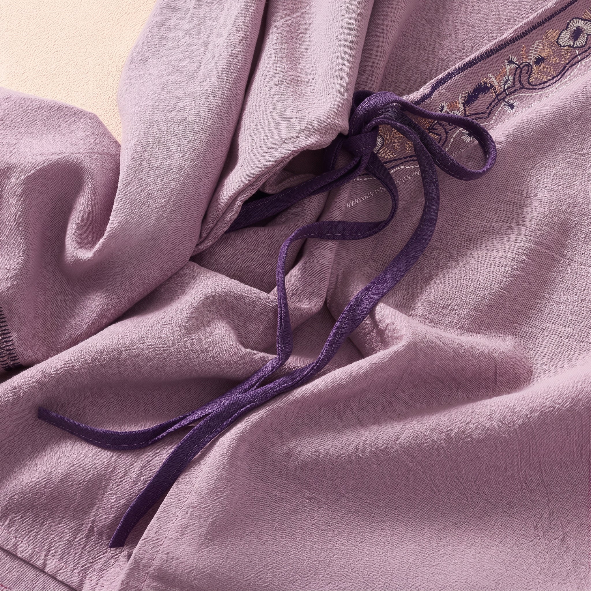 Olivia - Women's Summer Long Sleeve Wrap Tie Blouse - Blouse - Purple - Davies & Cooper