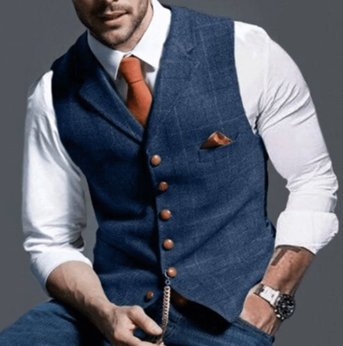 Patrick - Classic Vintage Waistcoat - Vest - Blue - Davies & Cooper