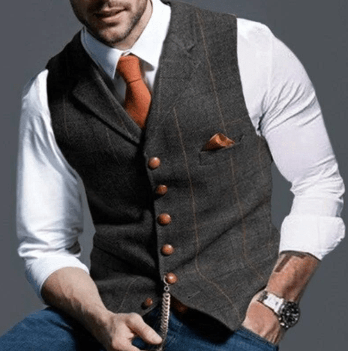 Patrick - Classic Vintage Waistcoat - Vest - Grey - Davies & Cooper