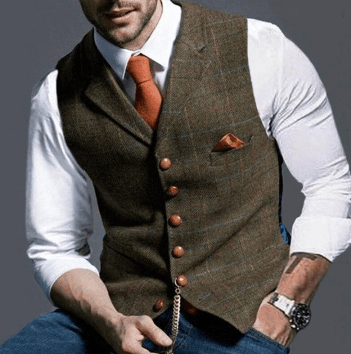 Patrick - Classic Vintage Waistcoat - Vest - Brown - Davies & Cooper