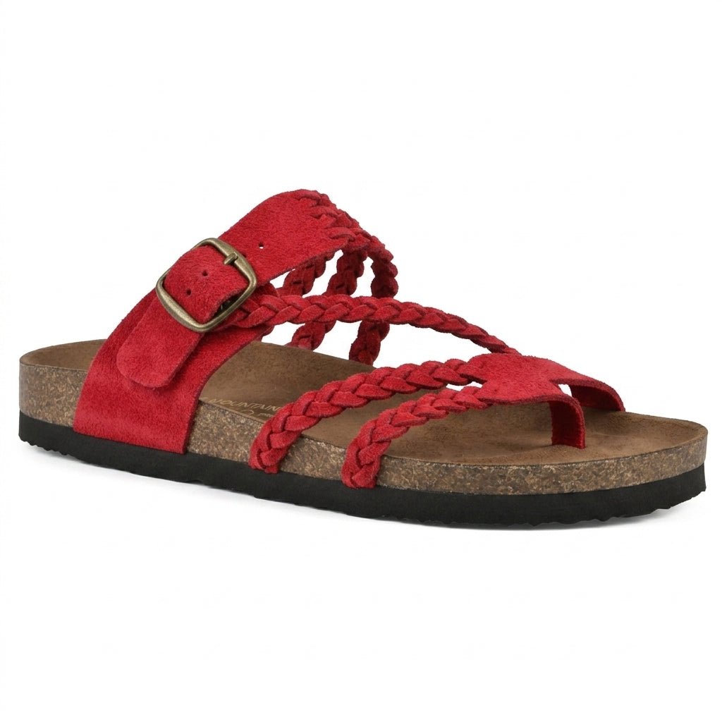 Paula - Women's Summer Braided Toe Loop Flat Sandals - Sandal - Red - Davies & Cooper