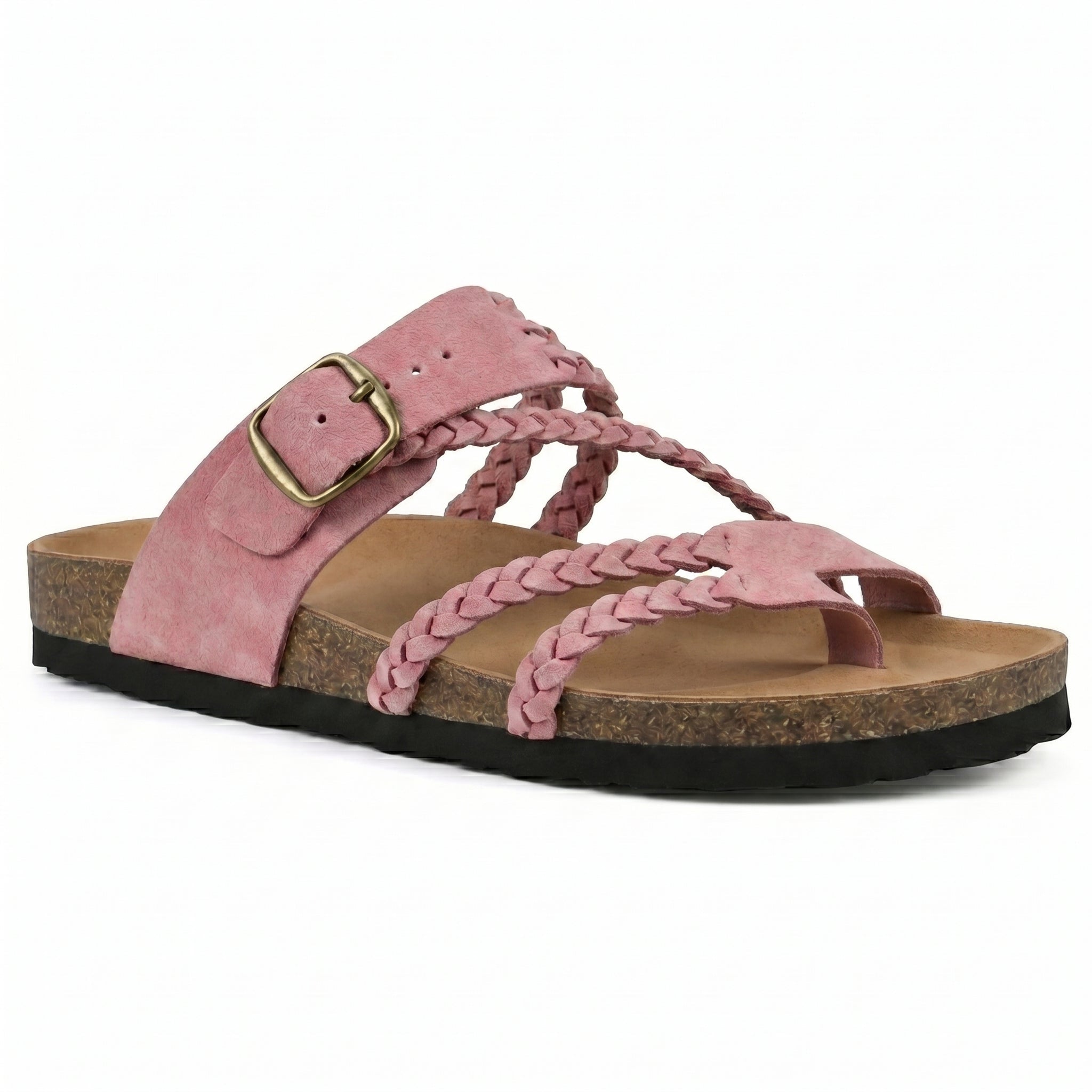 Paula - Women's Summer Braided Toe Loop Flat Sandals - Sandal - Pink - Davies & Cooper