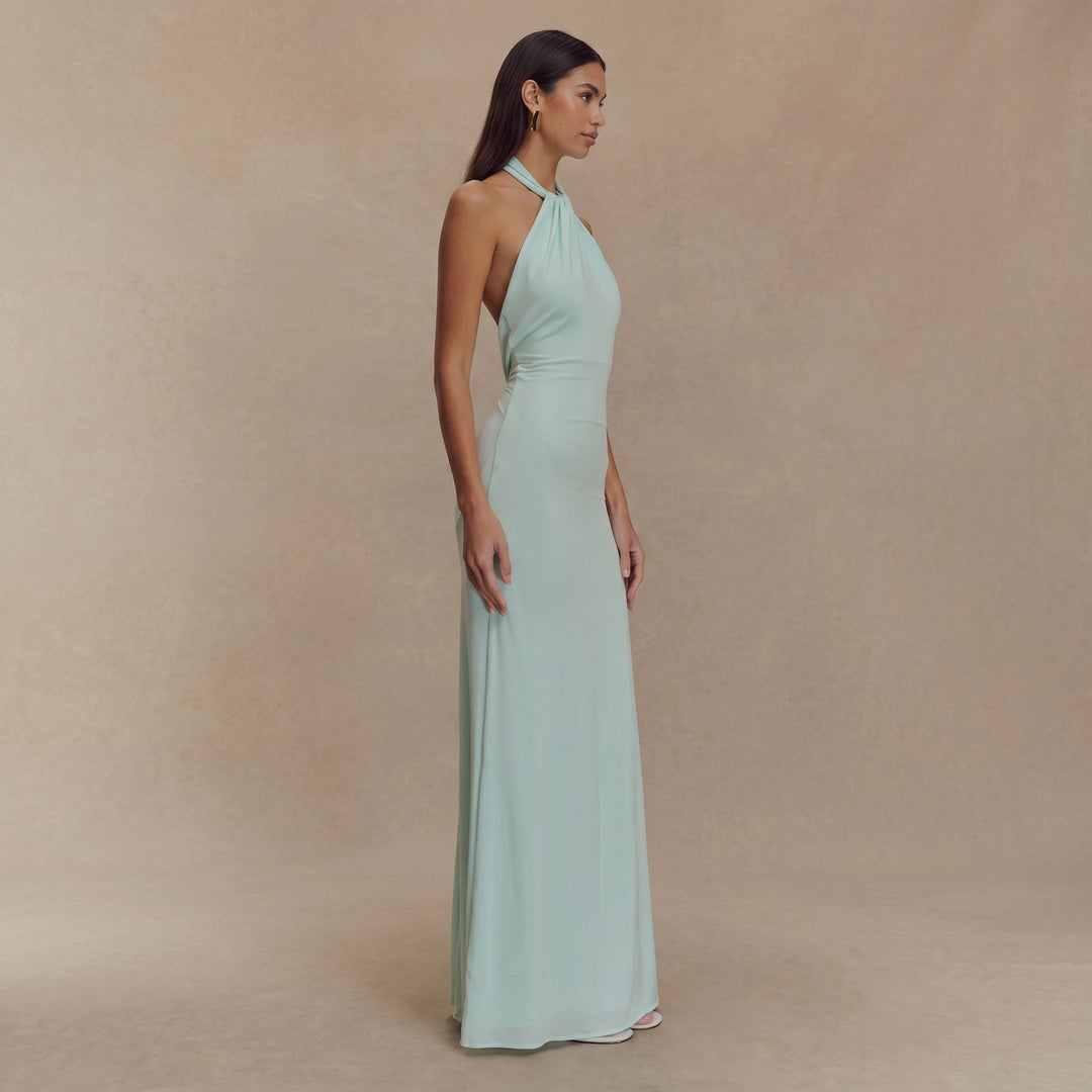 Petra - Women's Wedding Guest Halterneck Maxi Dress - Maxi Dress - Mint Green - Davies & Cooper