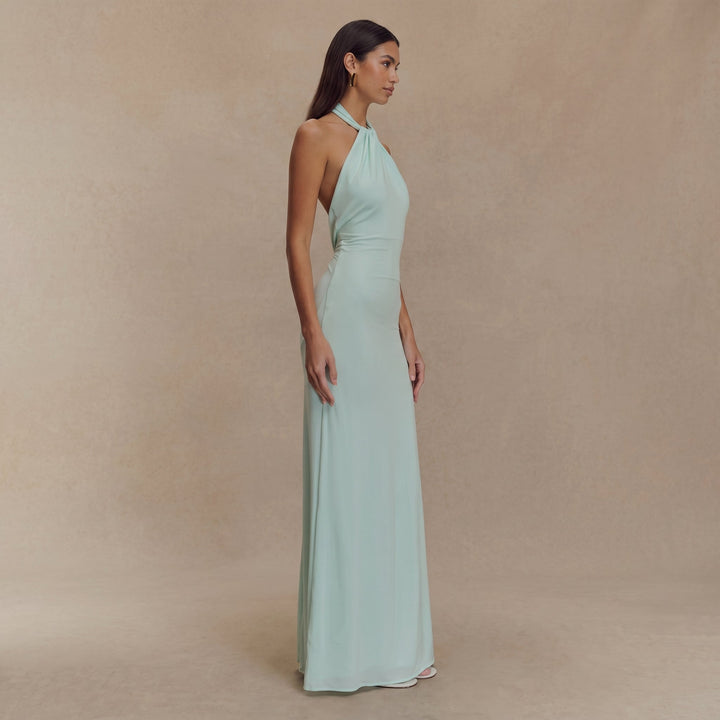 Petra - Women's Wedding Guest Halterneck Maxi Dress - Maxi Dress - Mint Green - Davies & Cooper