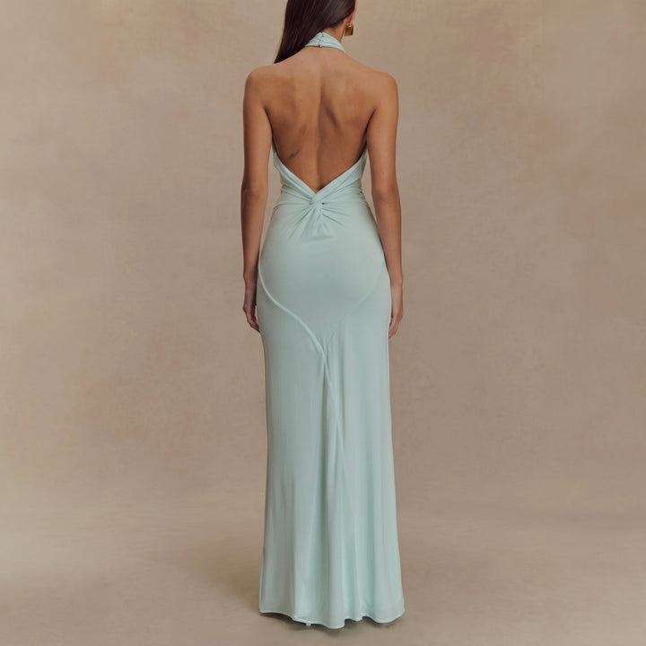 Petra - Women's Wedding Guest Halterneck Maxi Dress - Maxi Dress - Mint Green - Davies & Cooper