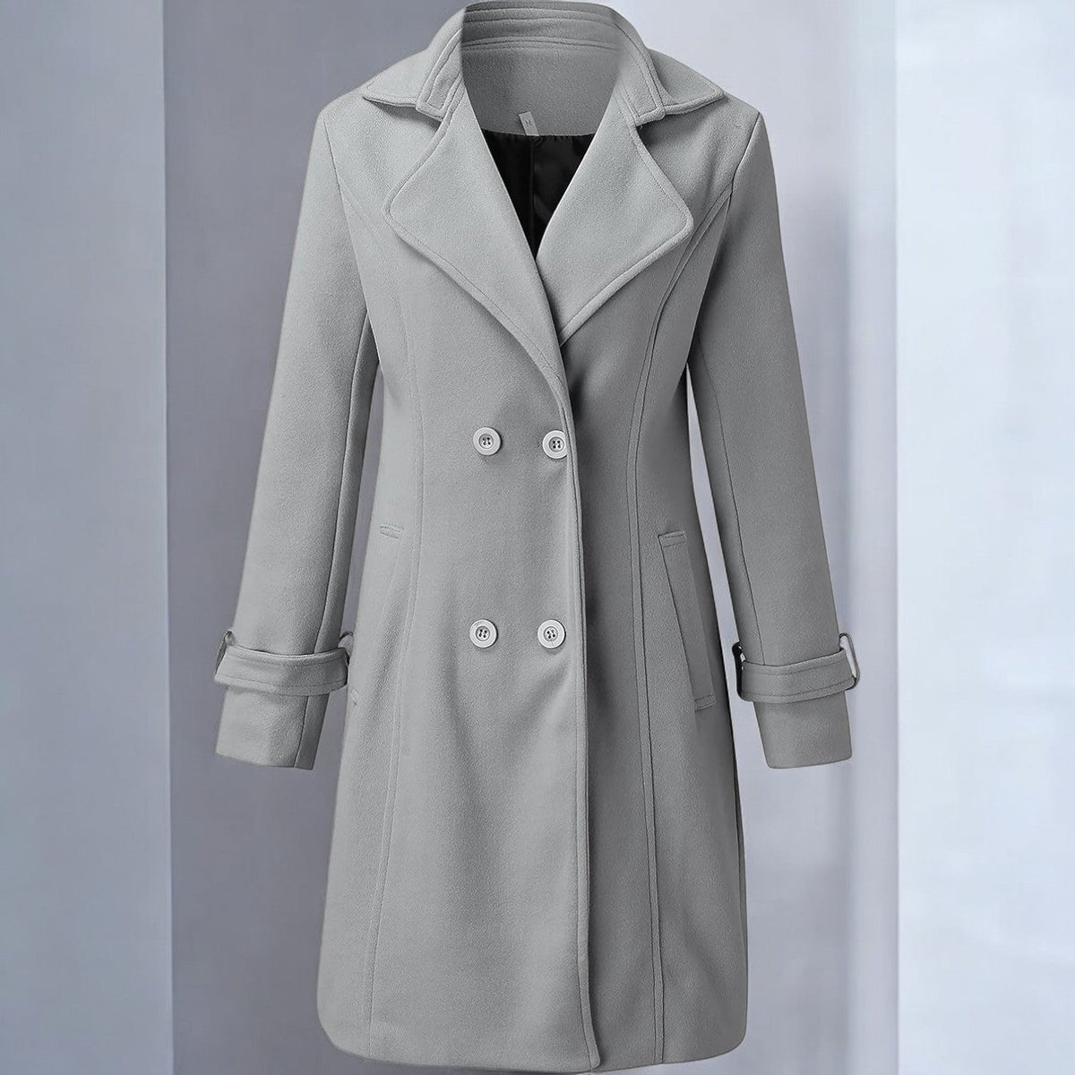 Priya – Women's Coat in Mid-Length with Notched Collar - Coats - Grey - Davies & Cooper