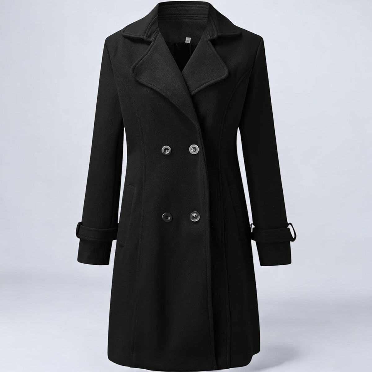 Priya – Women's Coat in Mid-Length with Notched Collar - Coats - Black - Davies & Cooper