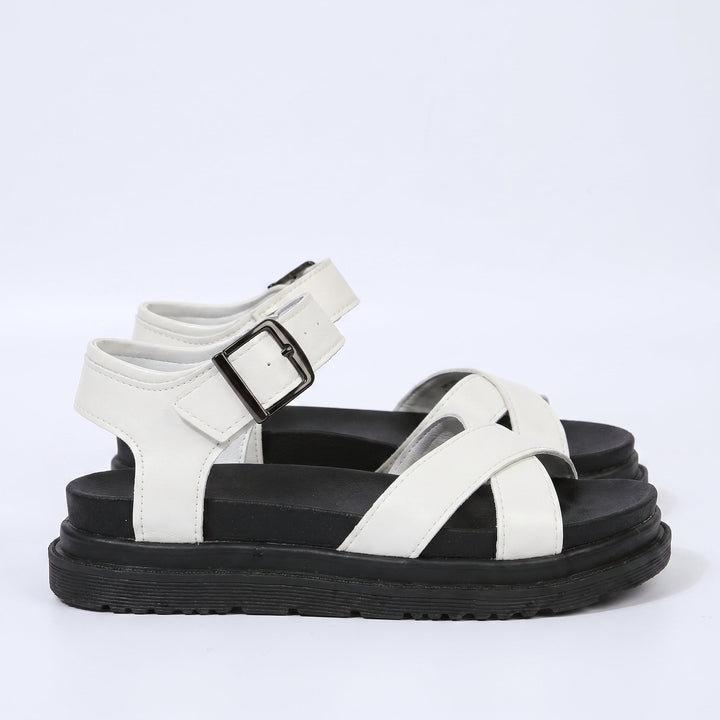 Reese - Women's Chunky Strap Sandals - Sandals - White - Davies & Cooper