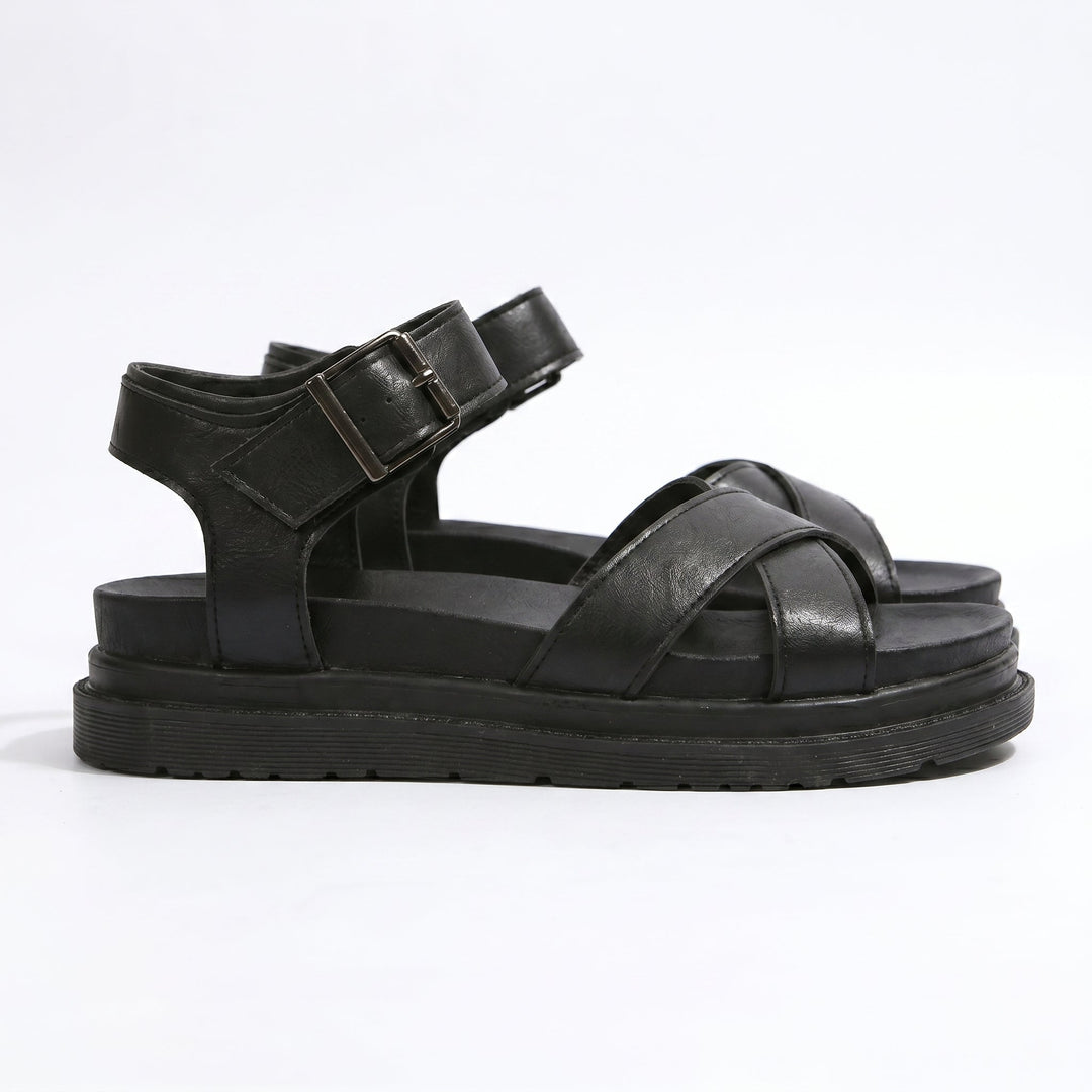 Reese - Women's Chunky Strap Sandals - Sandals - Black - Davies & Cooper