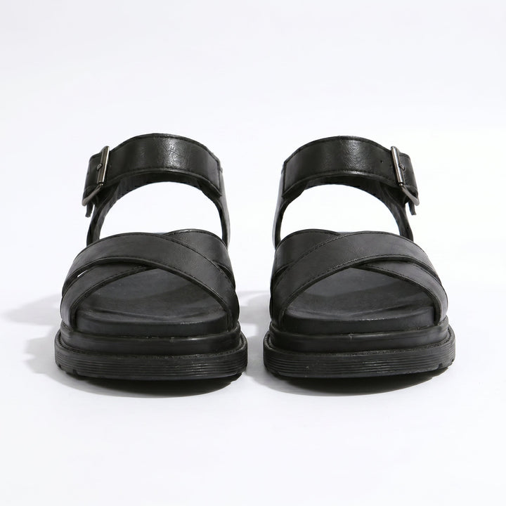 Reese - Women's Chunky Strap Sandals - Sandals - Black - Davies & Cooper