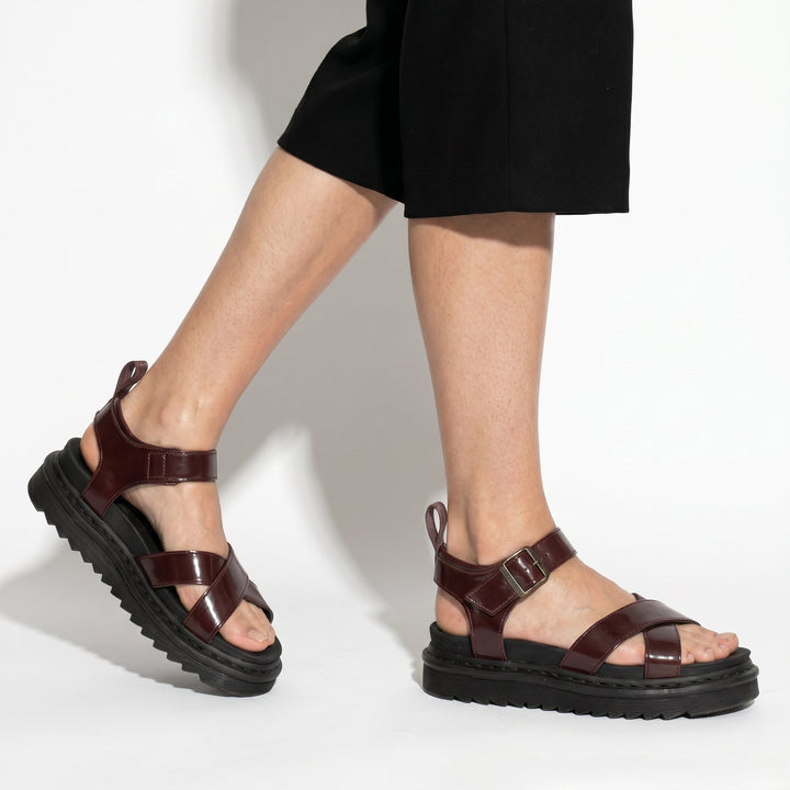 Reese - Women's Chunky Strap Sandals - Sandals - Red - Davies & Cooper