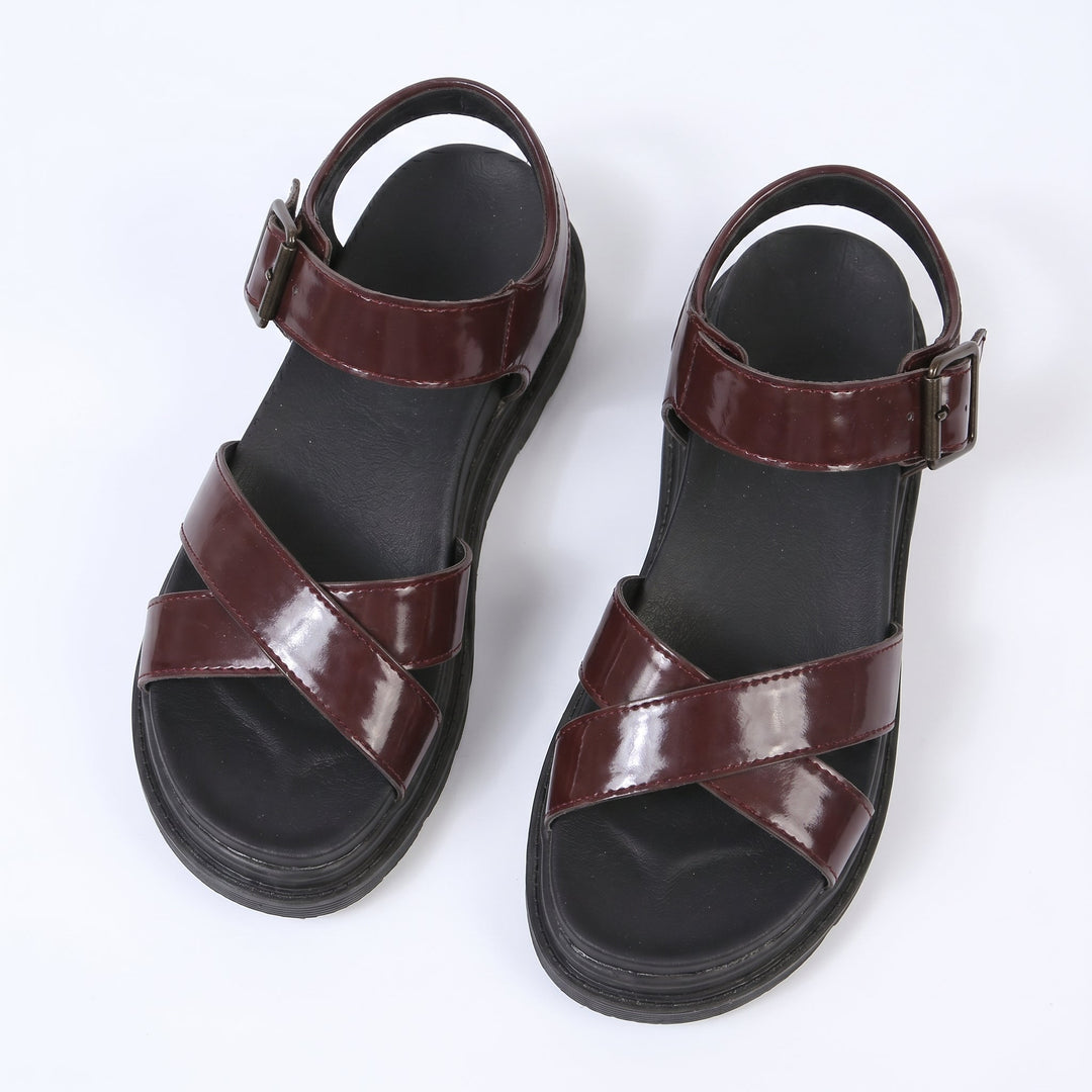 Reese - Women's Chunky Strap Sandals - Sandals - Red - Davies & Cooper