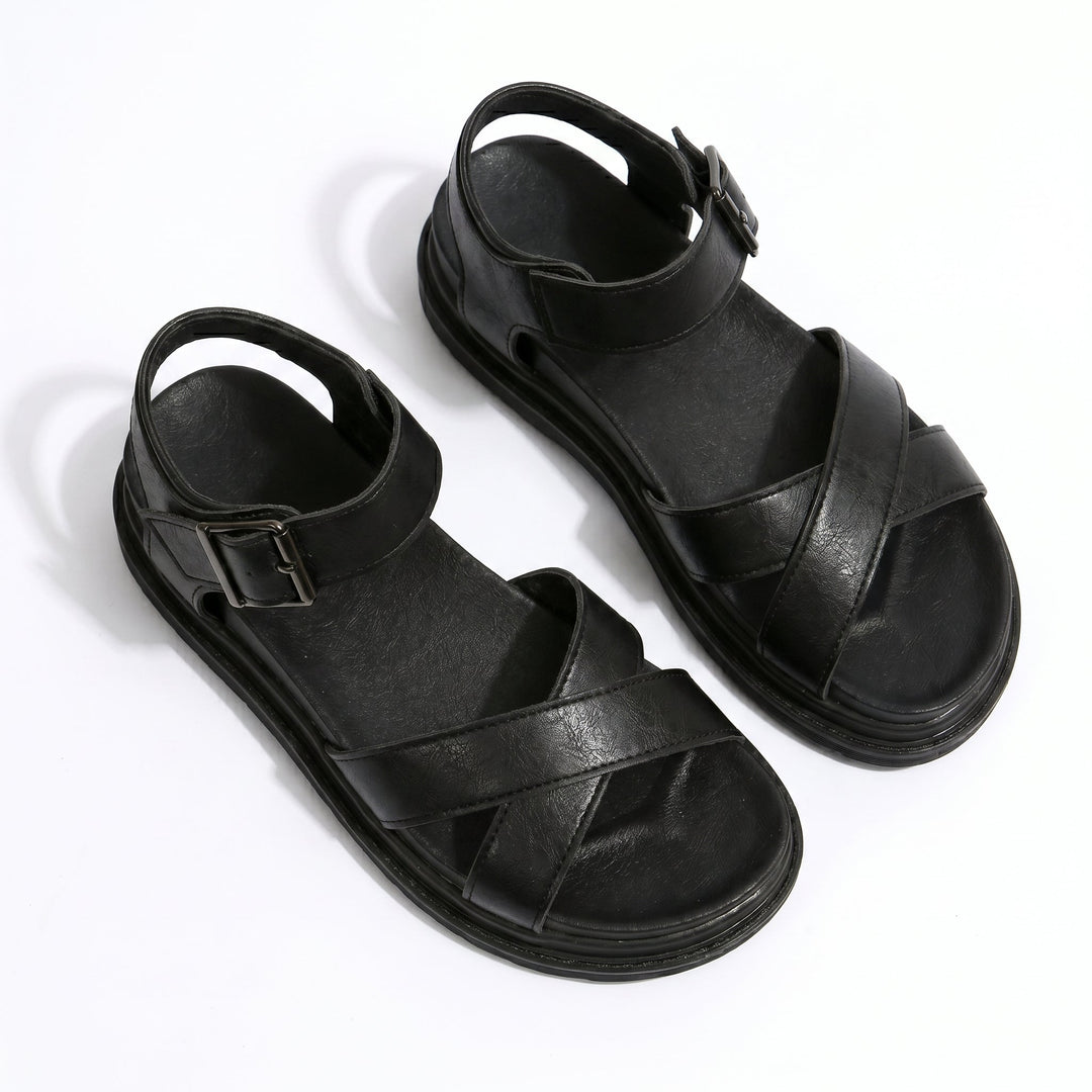 Reese - Women's Chunky Strap Sandals - Sandals - Black - Davies & Cooper