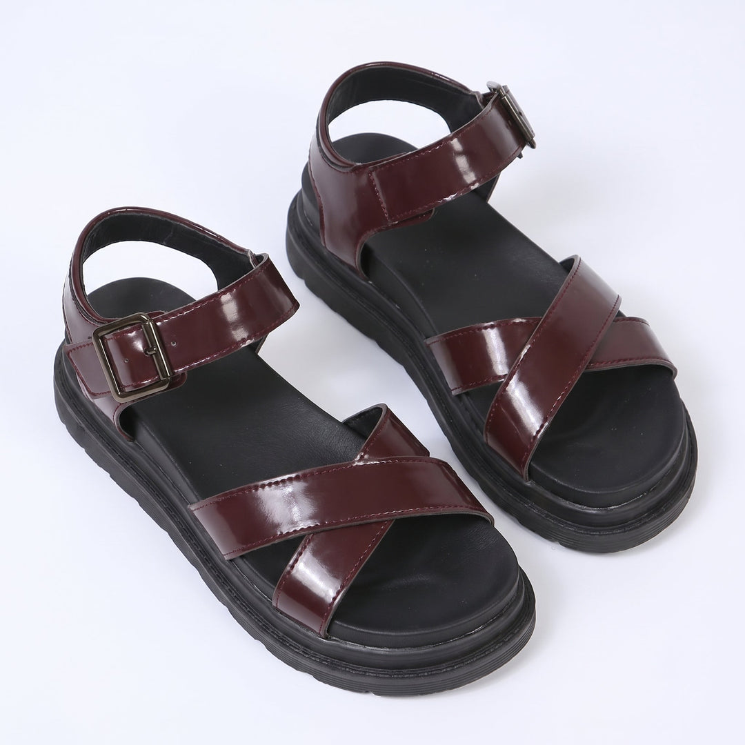 Reese - Women's Chunky Strap Sandals - Sandals - Red - Davies & Cooper