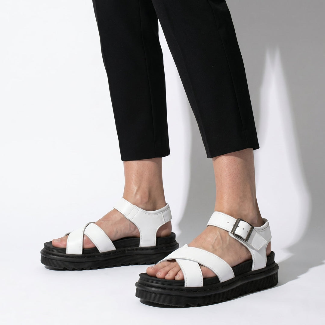 Reese - Women's Chunky Strap Sandals - Sandals - White - Davies & Cooper