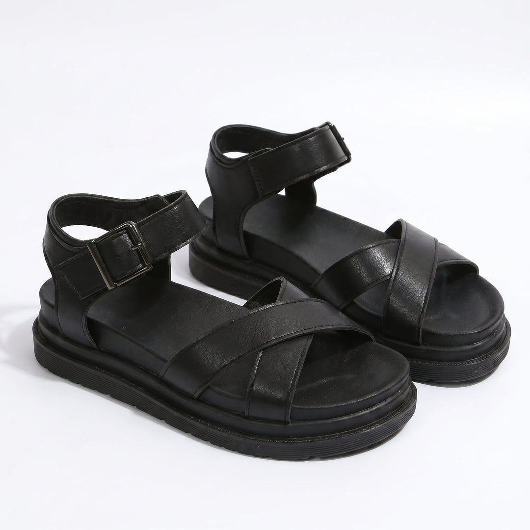 Reese - Women's Chunky Strap Sandals - Sandals - Black - Davies & Cooper