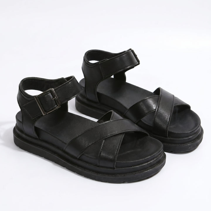 Reese - Women's Chunky Strap Sandals - Sandals - Black - Davies & Cooper