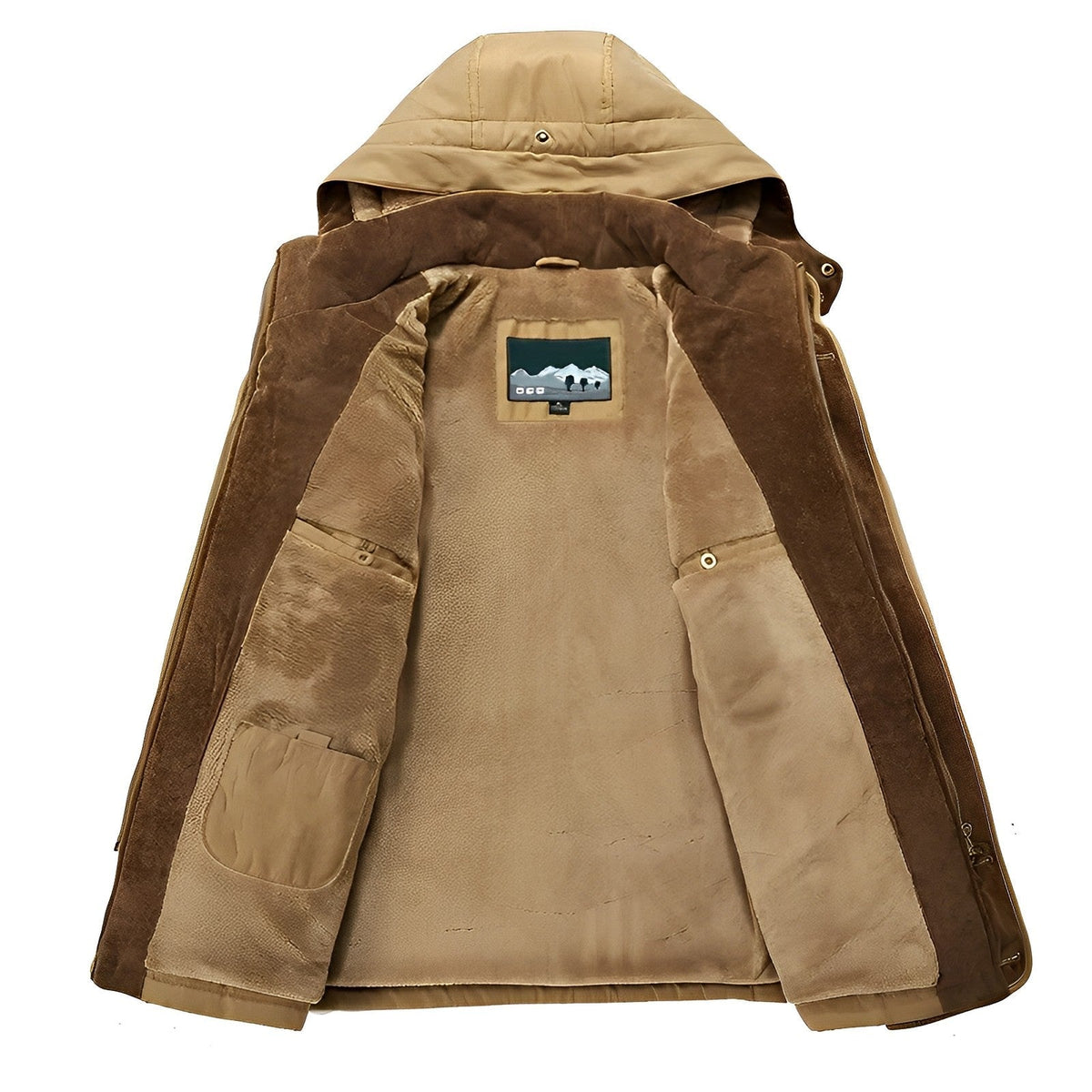 Reinhold - Classic Winter Coat with Stand-up Collar - Parka Jacket - Khaki - Davies & Cooper