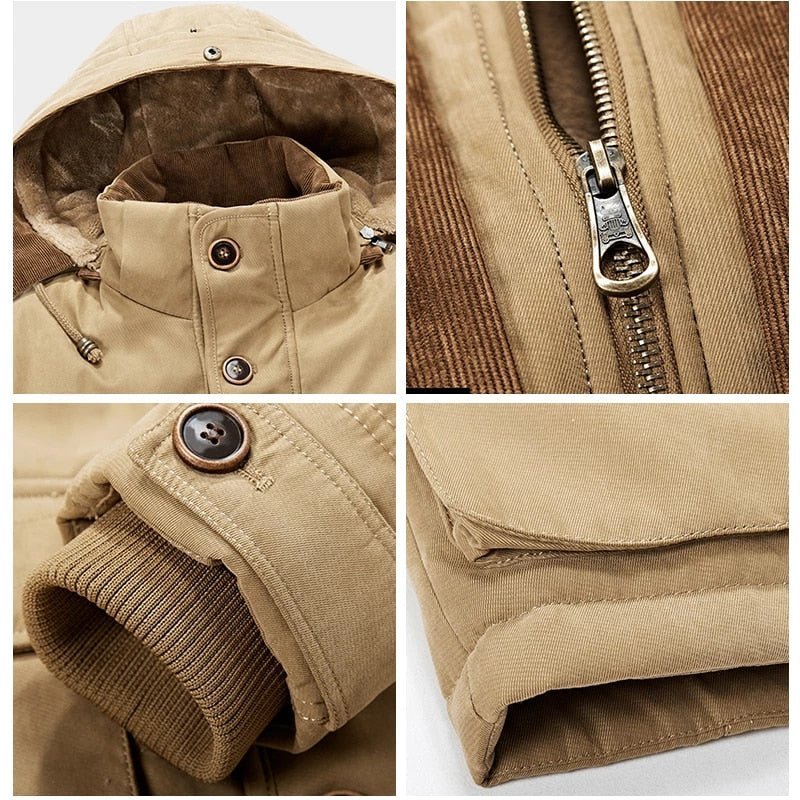 Reinhold - Classic Winter Coat with Stand-up Collar - Parka Jacket - Khaki - Davies & Cooper
