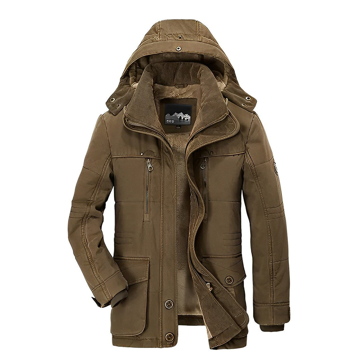 Reinhold - Classic Winter Coat with Stand-up Collar - Parka Jacket - Brown - Davies & Cooper