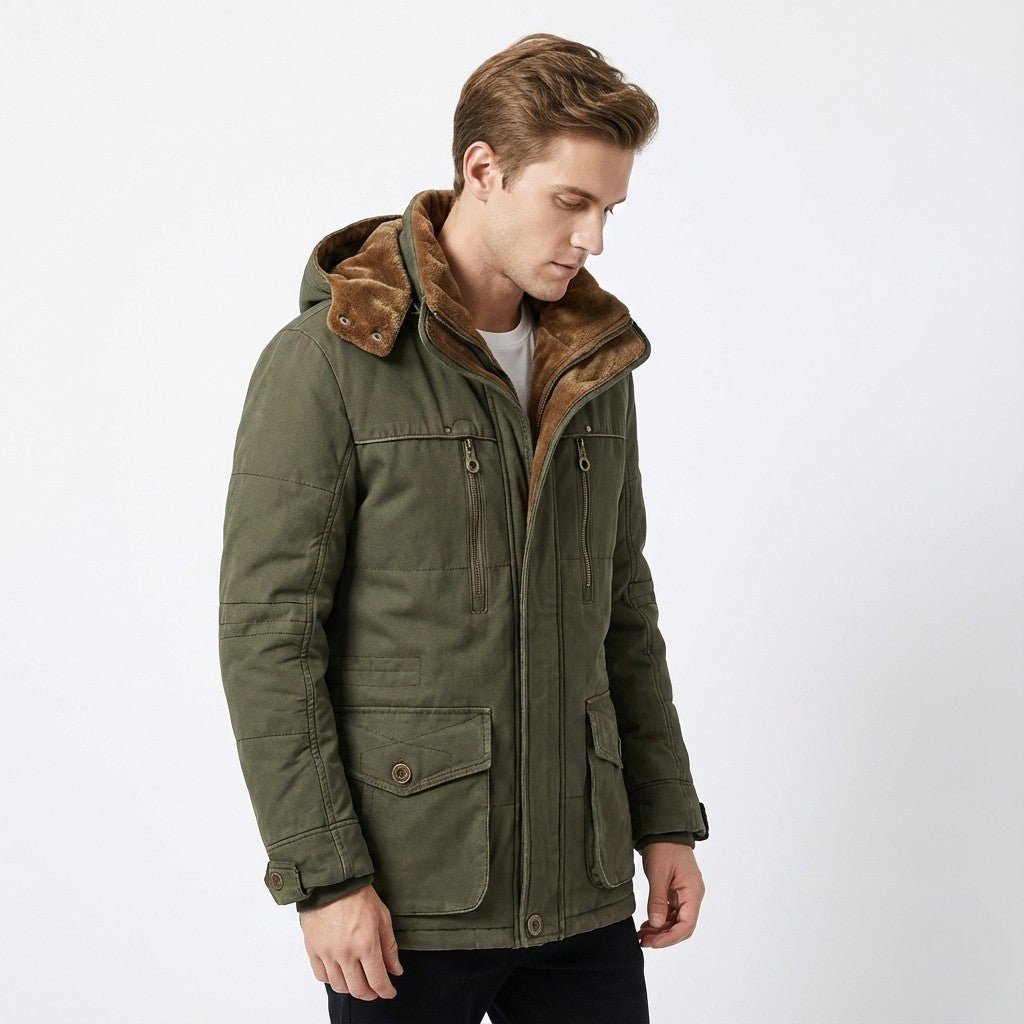 Reinhold - Classic Winter Coat with Stand-up Collar - Parka Jacket - Green - Davies & Cooper