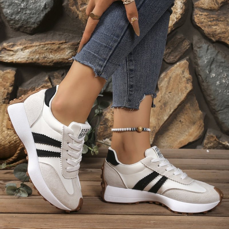 Riley - Women's Retro Chunky Sole Low-Top Trainers - Trainers - Red - Davies & Cooper
