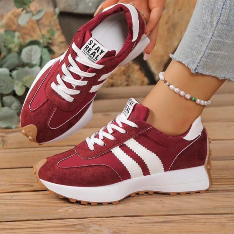 Riley - Women's Retro Chunky Sole Low-Top Trainers - Trainers - Red - Davies & Cooper