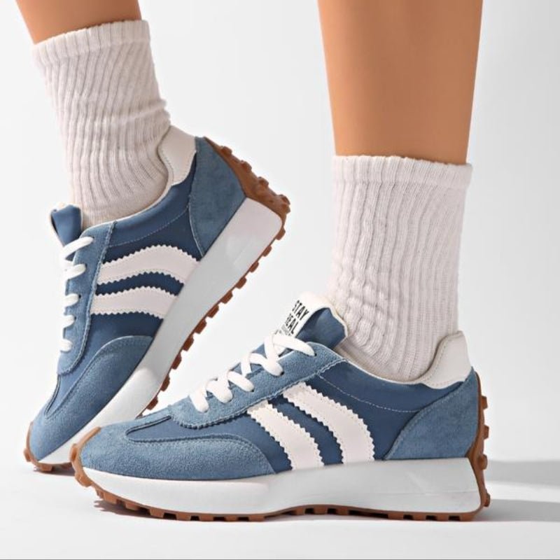 Riley - Women's Retro Chunky Sole Low-Top Trainers - Trainers - Blue - Davies & Cooper