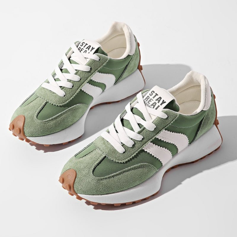 Riley - Women's Retro Chunky Sole Low-Top Trainers - Trainers - Green - Davies & Cooper