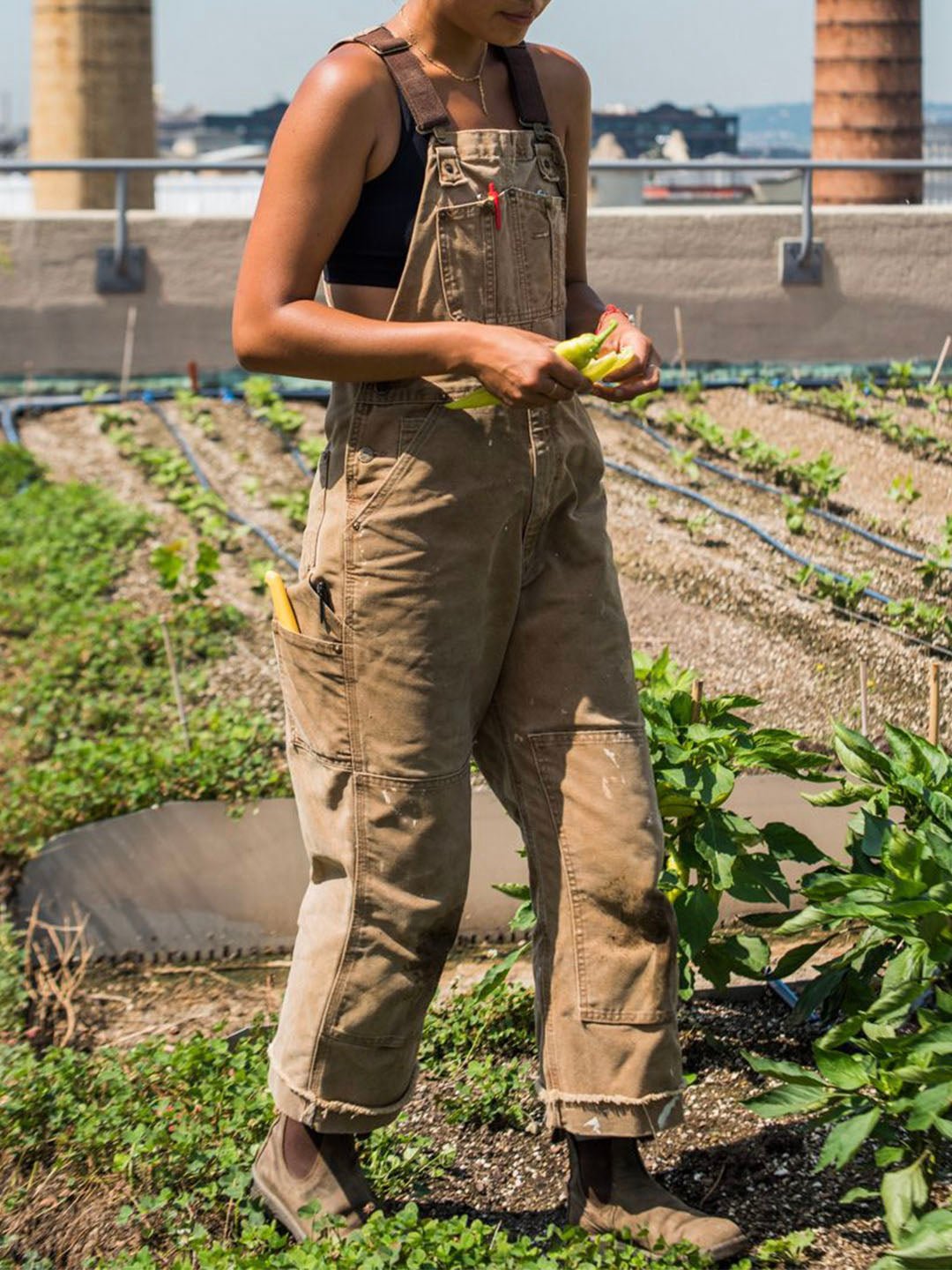 Rosie - Women's Relaxed Fit Wide - Leg Dungarees with Multi - Pocket - Overall - Brown - Davies & Cooper