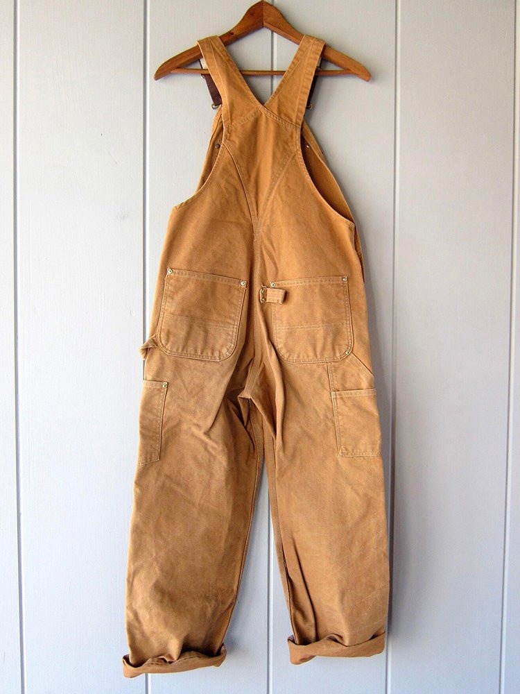 Rosie - Women's Relaxed Fit Wide - Leg Dungarees with Multi - Pocket - Overall - Brown - Davies & Cooper