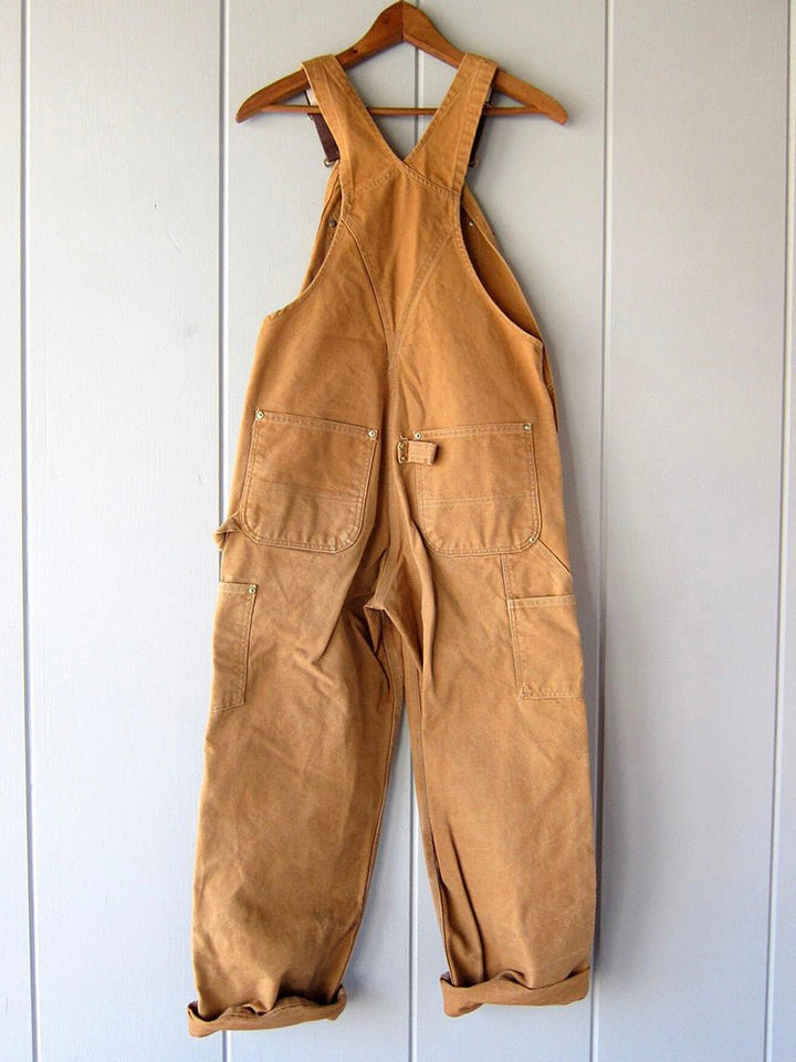 Rosie - Women's Relaxed Fit Wide - Leg Dungarees with Multi - Pocket - Overall - Brown - Davies & Cooper